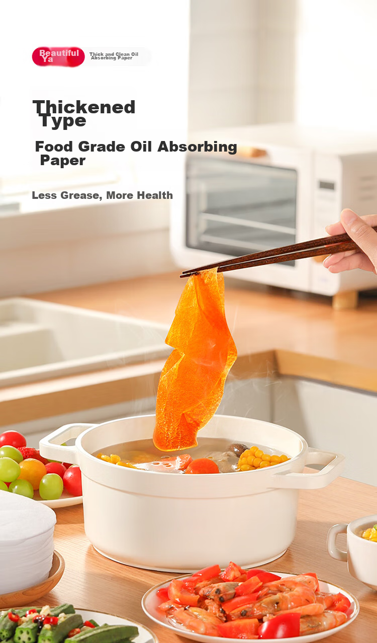 MARYYA Food-Grade Oil Absorbent Paper, 40 Sheets, Enhanced Oil Absorption, Kitchen Soup Strainer And Grease Filter Paper 1