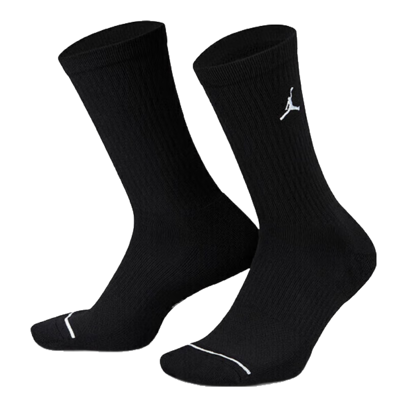 Jordan Men's And Women's Sports Socks with Embroidered Logo, Three-Pair Pack, Quick-Dry Mid-Calf Socks DX9632-010 Black L