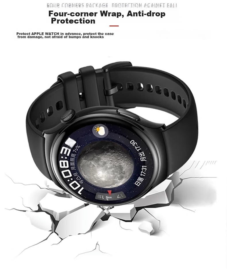 Watchbond, Suitable for Huawei Watch 4 Pro Protective Case with Integrated Screen Protector, Deep Blue Earth PC Tempered Glass Integrated Protective Film, Protective Cover, Screen Protector, Full Coverage Anti-Scratch Accessories 2