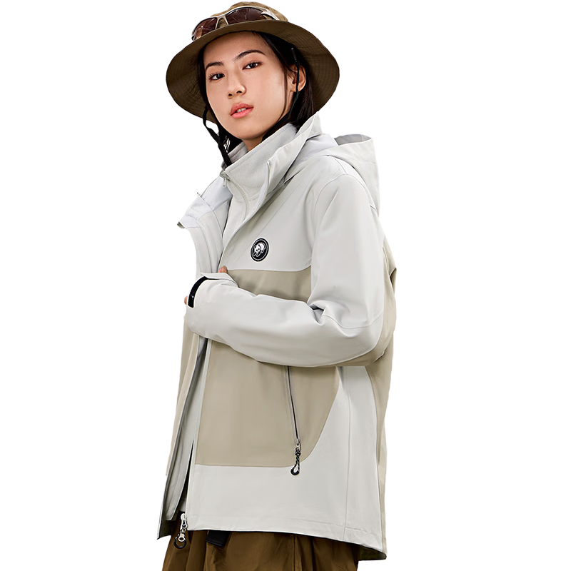 CAMEL Panda Three-In Outdoor Waterproof Windproof Jacket, Hiking And Mountaineering Coat, Autumn And Winter Style for Men And Women, 1613
