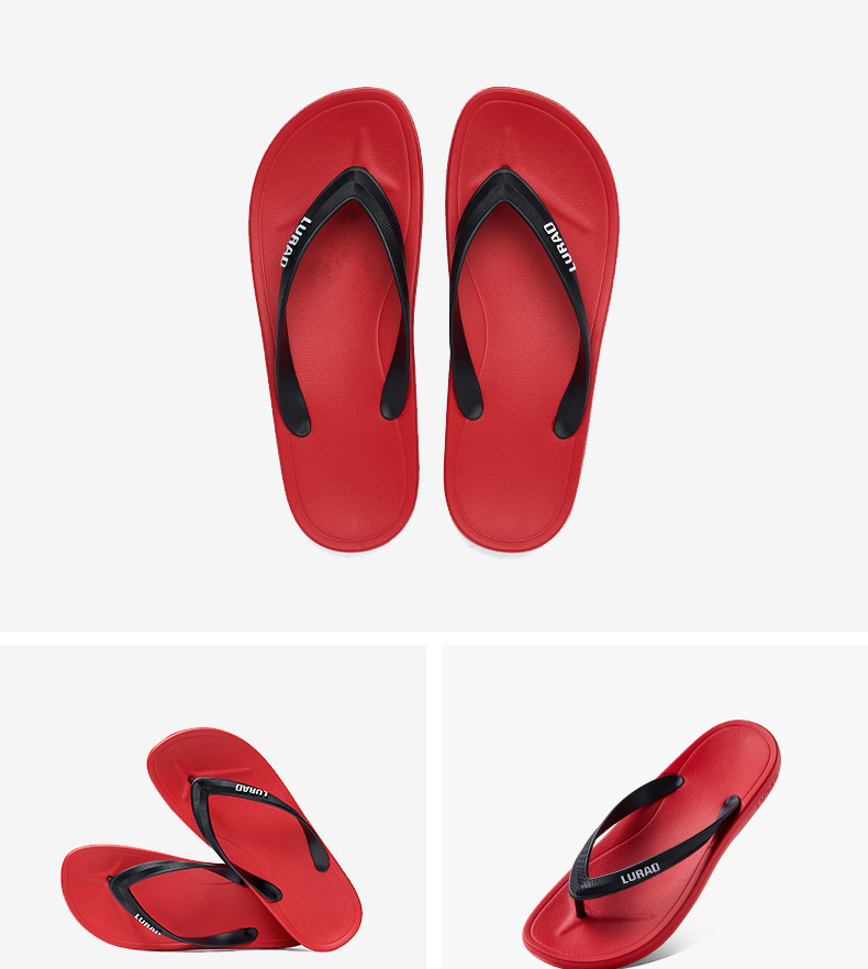 LURAD Men's Casual Outdoor Flip Flops Non-Slip Thong Sandals Black - Thin Straps Size 39-40 19