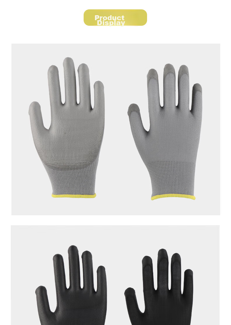 Golmud Coated Work Gloves, Gray, 12 Pairs, PU Anti-Static Wear-Resistant Non-Slip Factory Gloves GM572 13
