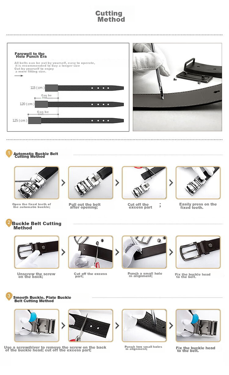 HONGU Men's Belt, Top-Grain Leather, Automatic Buckle, Waist Belt, Gift Box Packaging, 115cm, Birthday Present 16