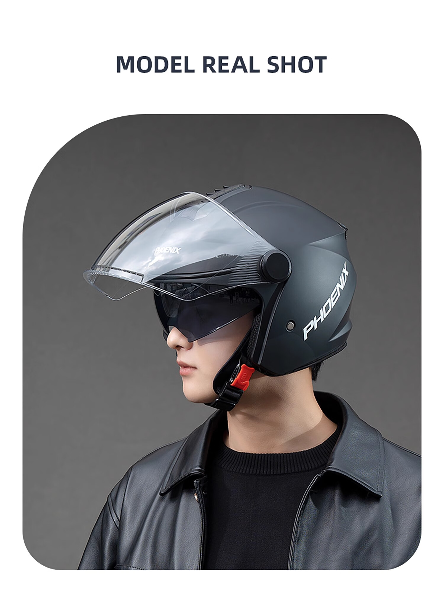 Phoenix New National Standard Class A 3C Certified Electric Motorcycle Helmet with Dual Anti-Fog Lenses Matte Black Neck Warmer Unisex Four-Season 3/4 Half Helmet Winter Warm Safety Cap 3