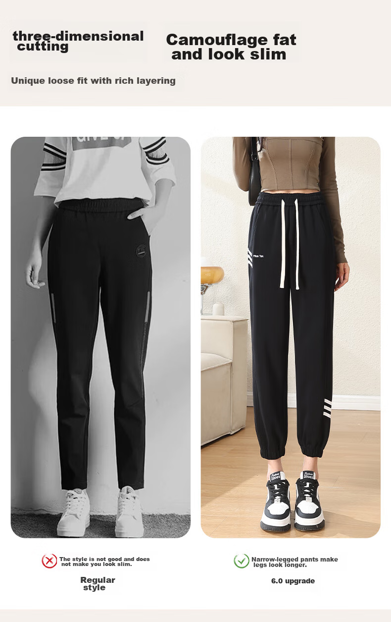 FitonTon Women's Sweatpants, Autumn And Winter Style, Loose-Fitting Joggers, Casual Pants, Versatile Trendy Korean-Style Sweatpants, Slimming Wide-Leg Pants, Size S 7