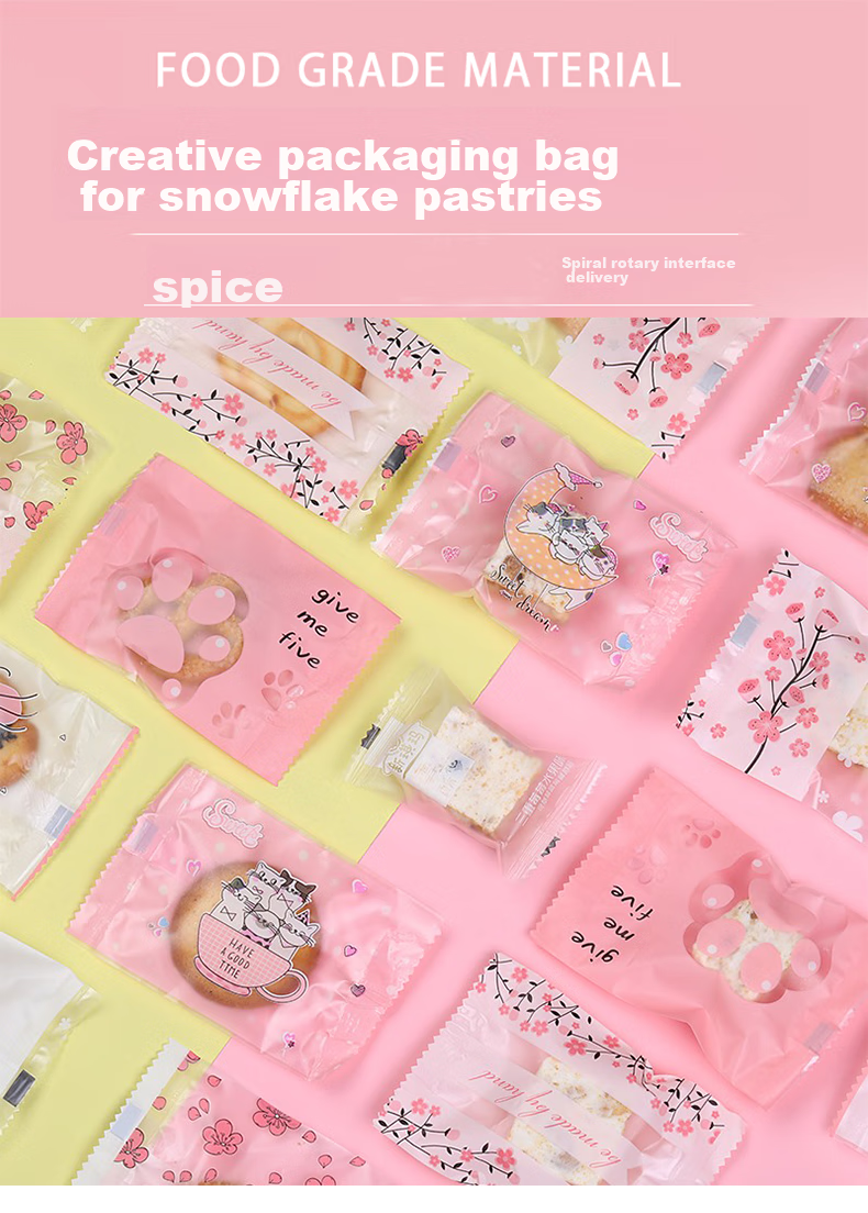 PAPAROTTY Snowflake Crisp Packaging Bag Sealing Machine, Homemade Candy Handmade Nougat Cookie Packaging Bag, 7*10CM 1