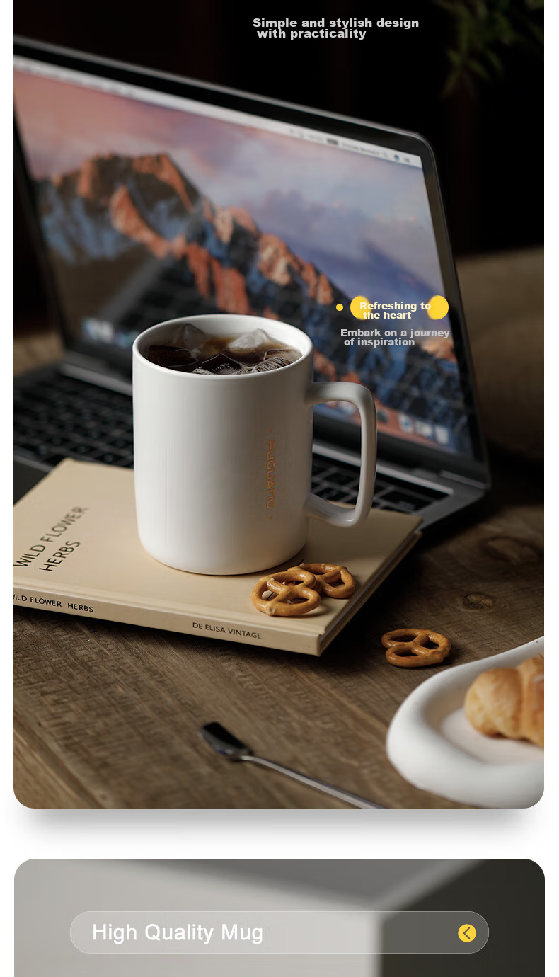 Fuguang Large Capacity Ceramic Mug, Gift Water Cup, Office Coffee Cup, Milk Cup, Breakfast Cup 9