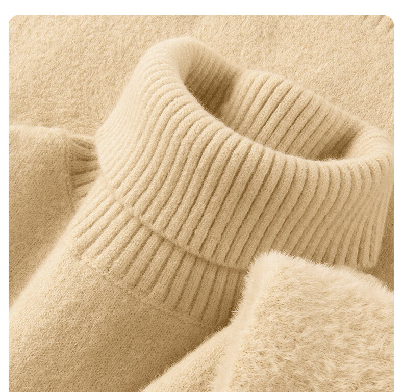 MINISO Turtleneck Sweater for Men, Fleece-Lined Thick Winter Warm High-End Loose Inner Layer Knit Pullover, Gray, 3XL 6