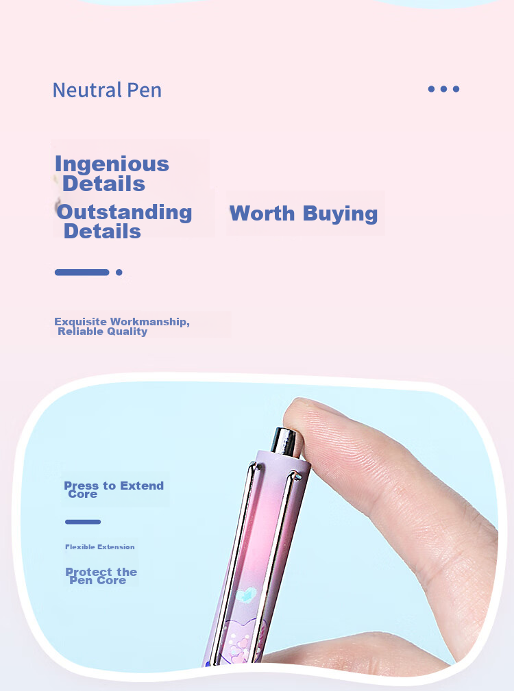 GuangBo & Sanrio Blind Box Pen, Retractable Gel Pen, Signature Pen, ST Exam Writing Pen, Student 0.5mm Black Pen, Aesthetically Pleasing Stationery Gift, Single Pen Pack KT82156 6