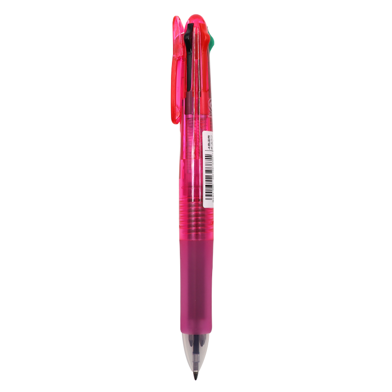 ZEBRA Multi-Function Four-Color Ballpoint Pen, Black/Blue/Red/Green, 0.7mm Multi-Color Pen, Student Business Office Signing Pen B4A3, Pink Barrel