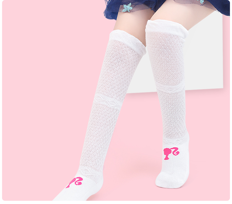 Barbie Children's Mid-Calf Socks, Girls' Over-Knee Thin Summer Cotton High Tube Socks, Student Baby Long Socks 10