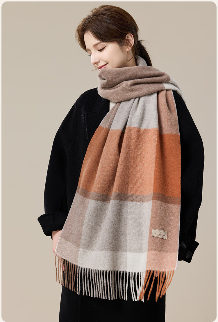 JIUMU Pure Wool Scarf for Women, Autumn And Winter Neck Warmer, Outer Wrap, Warm Shawl, Gift for Women, Mid-Autumn Festival Birthday Present, Gift Box Set 9