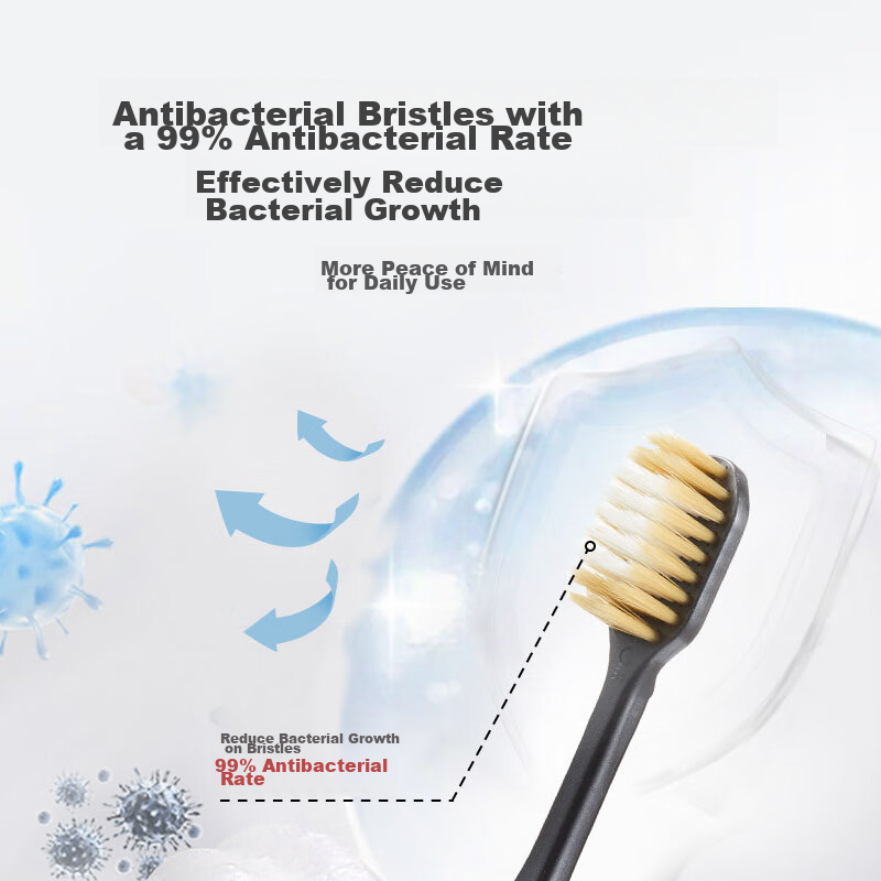 JD Jingzao Wide-Head Soft Bristle Toothbrush, 6-Pack, Adult Fine Bristle Soft Toothbrush Family Pack, Random Colors