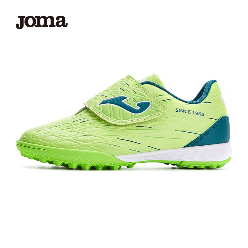 JOMA Soccer Shoes for Children, TF Turf Cleats for Boys And Girls, Youth Non-Slip Wear-Resistant Velcro Football Training Shoes, Grass Green, Size 38