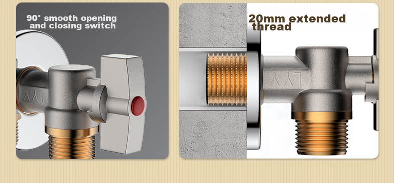 BSITN High-Flow Angle Valve Brass Core Gas Water Heater Ball Valve, 1/2 Inch, Figure-Eight Valve, Suitable for Both Cold And Hot Water, 2 Pieces, B705 4