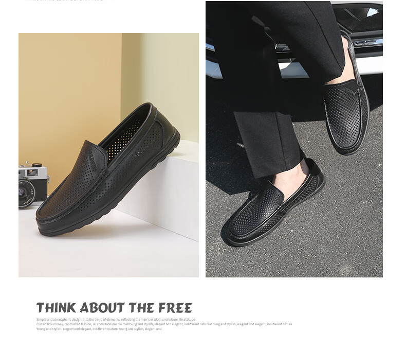 MULINSEN Men's Shoes, Business Casual, Hollow Breathable Slip-On Soft Sole Driving Loafers, Perforated Dad Shoes, L222003 9