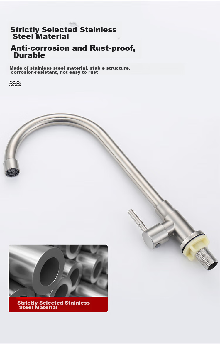 Larsd Single Cold Kitchen Faucet, Stainless Steel Sink Faucet for Vegetable Washing Basin, Laundry Tub, And Dishwashing Sink DL-18 9