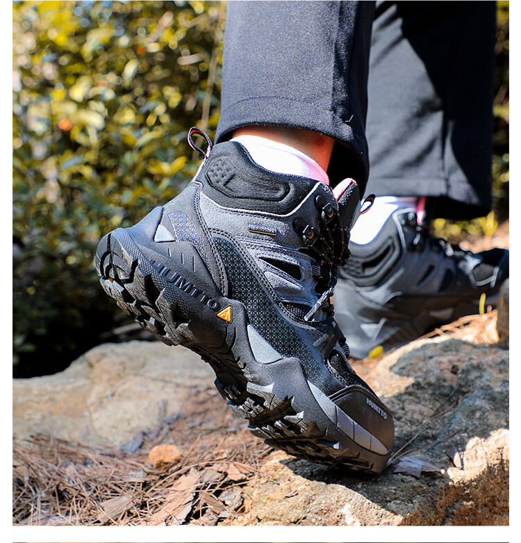 HUMTTO High-Top Waterproof Hiking Boots for Women, Non-Slip Shock-Absorbing Outdoor Trail Walking Climbing Shoes, Black, Size 36 12