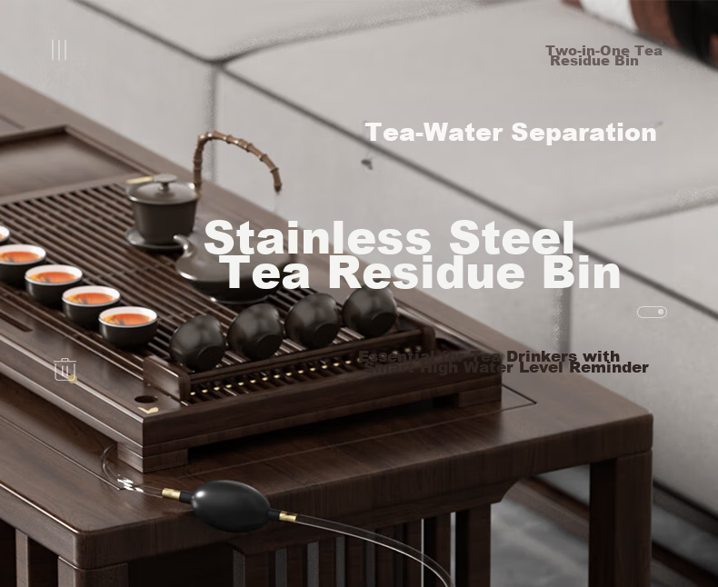 AKBK Stainless Steel Tea Water Bucket Trash Can, 8L Black Titanium Gold Tea Residue Bucket, Water Storage Bucket, Dry And Wet Separation Tea Waste Water Bucket 1