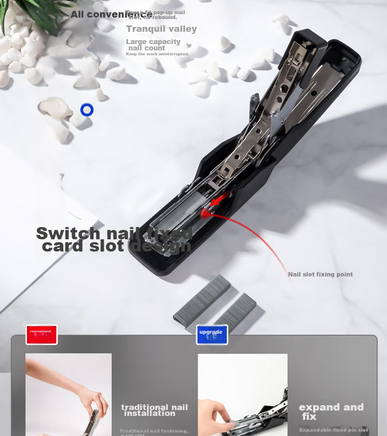 Deli Low-Force Stapler/Binders/Binders, One-Button Press, Compatible with #12 Staples, Black 0477 6