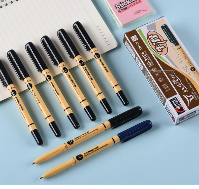 Genvana [Zhongyou Pen] 1.0mm Blue Ballpoint Pen, Smooth Retractable Cap, English Calligraphy Pen, Office Supplies, Pack of 12, G-3126 13