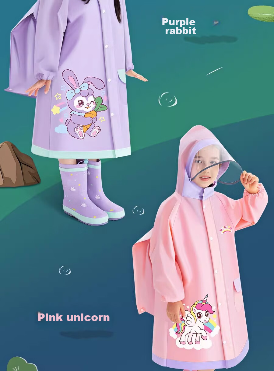 KEYRU Children's Raincoat And Poncho for Boys And Girls, School-Specific, for Kindergarten And Elementary Students, Full-Body Protection against Heavy Rain, Integrated Design with Backpack Space 2
