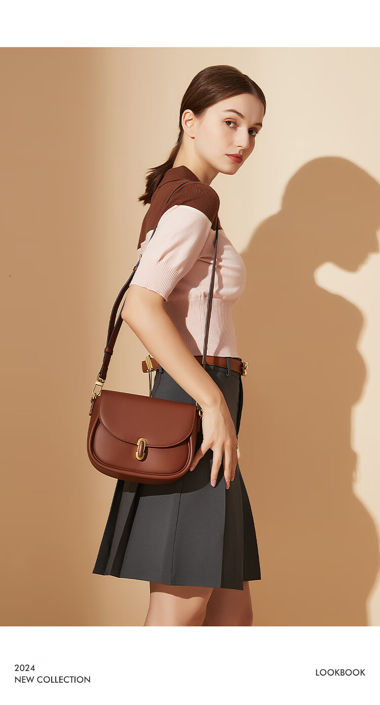 HONGU Leather Handbag Shoulder Crossbody Bag Vintage Saddle Bag Casual Tote Small Purse Women's Bag, Birthday Gift for Girlfriend 4