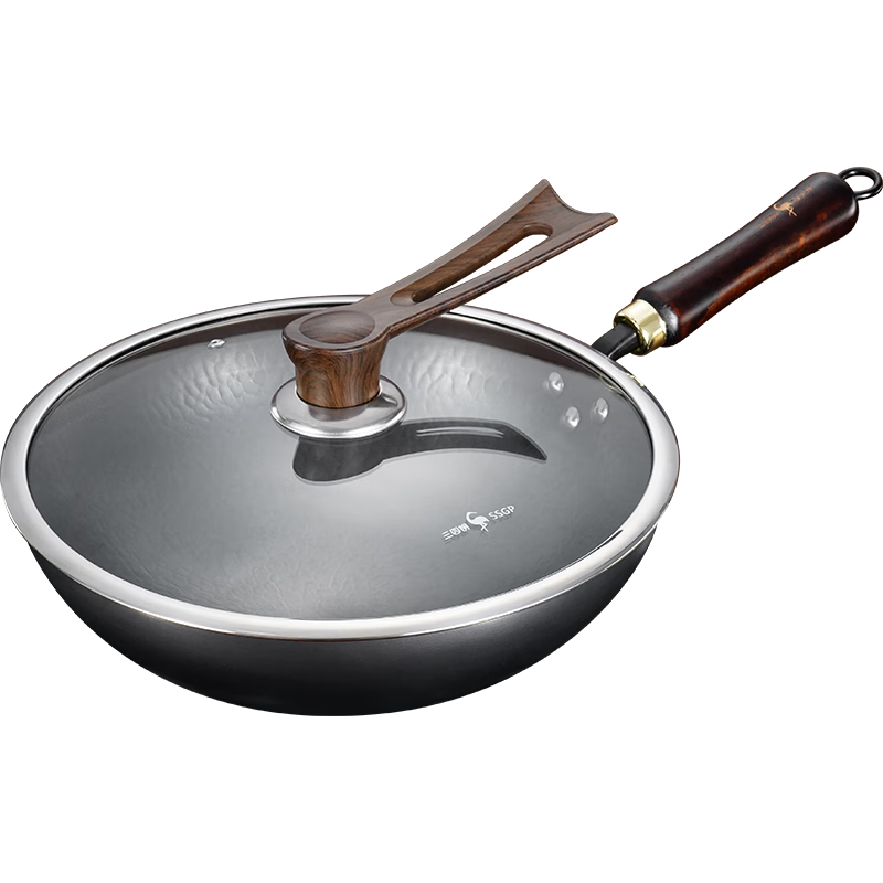 SSGP Iron Wok, Non-Coated Frying Pan for Home Cooking, Healthy Gas Stove, Preheated, Pure Iron, Round Bottom, 30cm, 37831