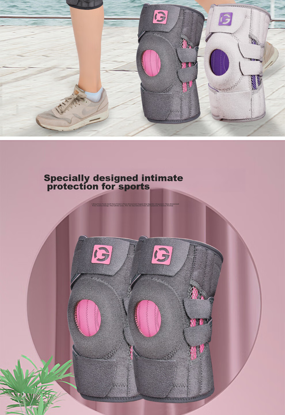 Gingpai Sport Knee Brace for Jump Rope, Professional Sports Knee Support for Women, Patella Protection for Running, Hiking, Badminton, Meniscus Knee Sleeve And Protector 2
