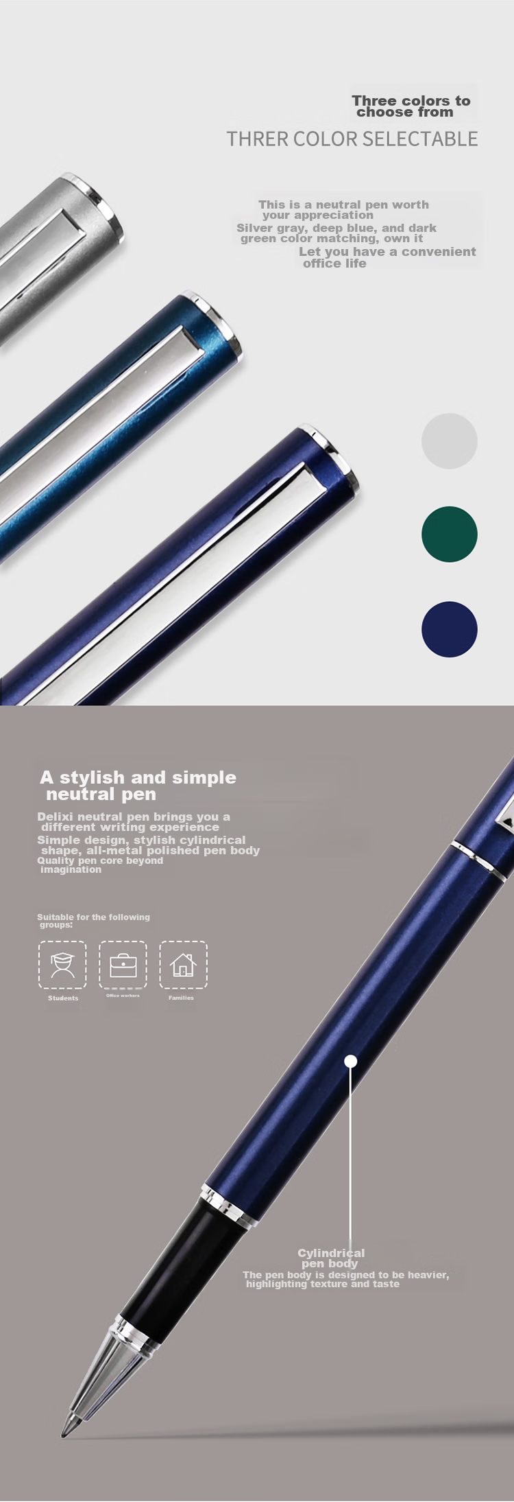 Deli Gel Pen, 1.0mm Bullet Tip, Office Writing Pen, Thick Line Width, Black, 12 Pens/box, S107, College Entrance Exam 4