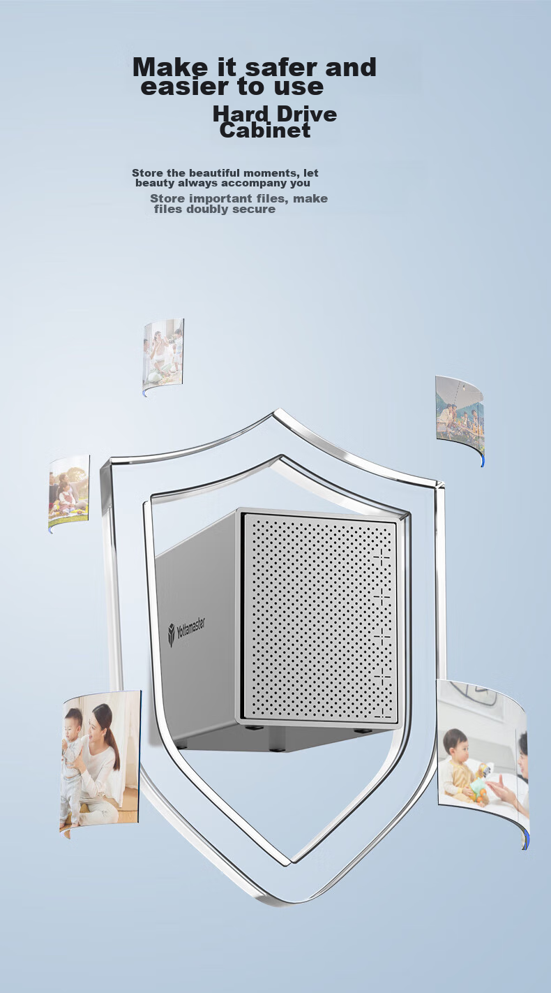 Yottamaster Magnetic Disk Array Hard Drive Enclosure, Multi-Bay Hard Drive Case, RAID Storage with Temperature Control Fan, Suitable for NAS Expansion Storage Capacity Increase, 2.5/3.5 SATA Mechanical And Solid State Drives 6