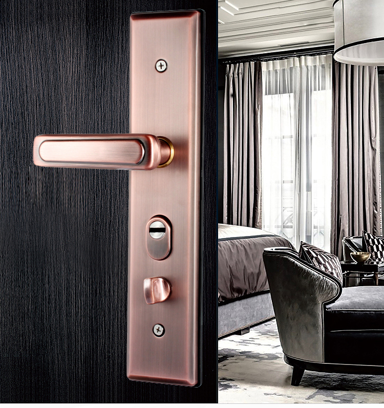 Aoben Door Handle, Anti-Theft Door Lock Entrance Door Handle 015 Red Antique 3.5mm Thickened Version (Without Lock Body Or Cylinder) 5
