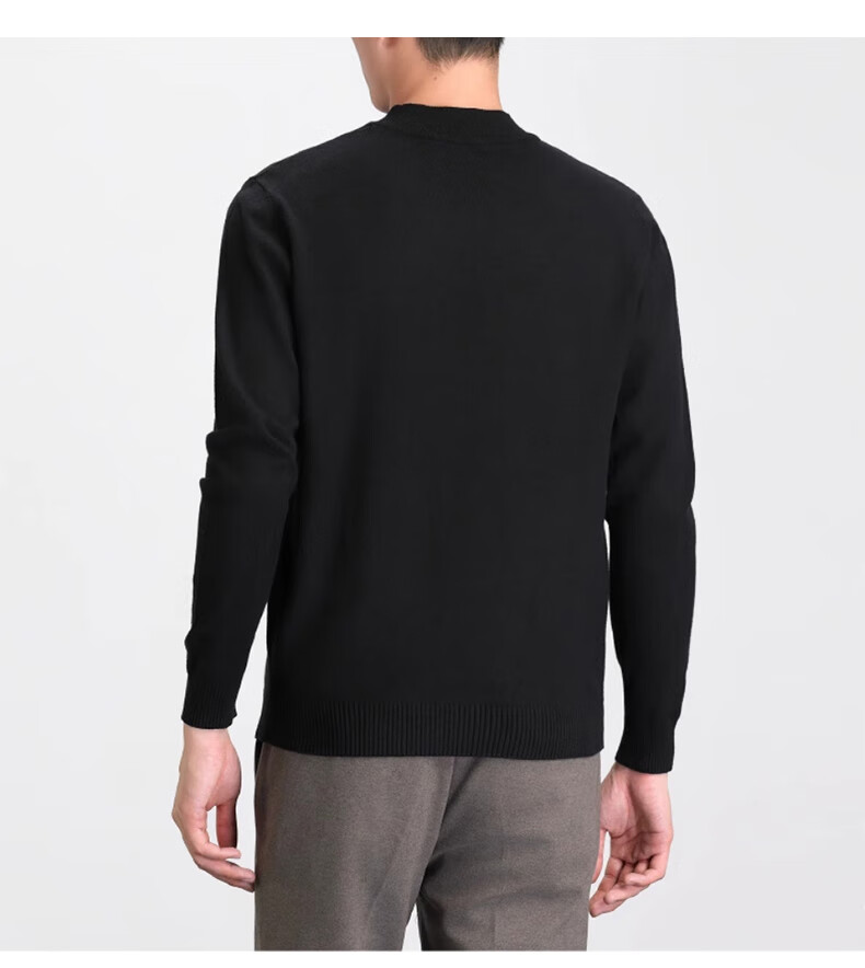 Huili All-Wool Sweater for Men, Autumn And Winter High-End Round Neck Warm Base Layer Knit Pullover, Black, Size L 11