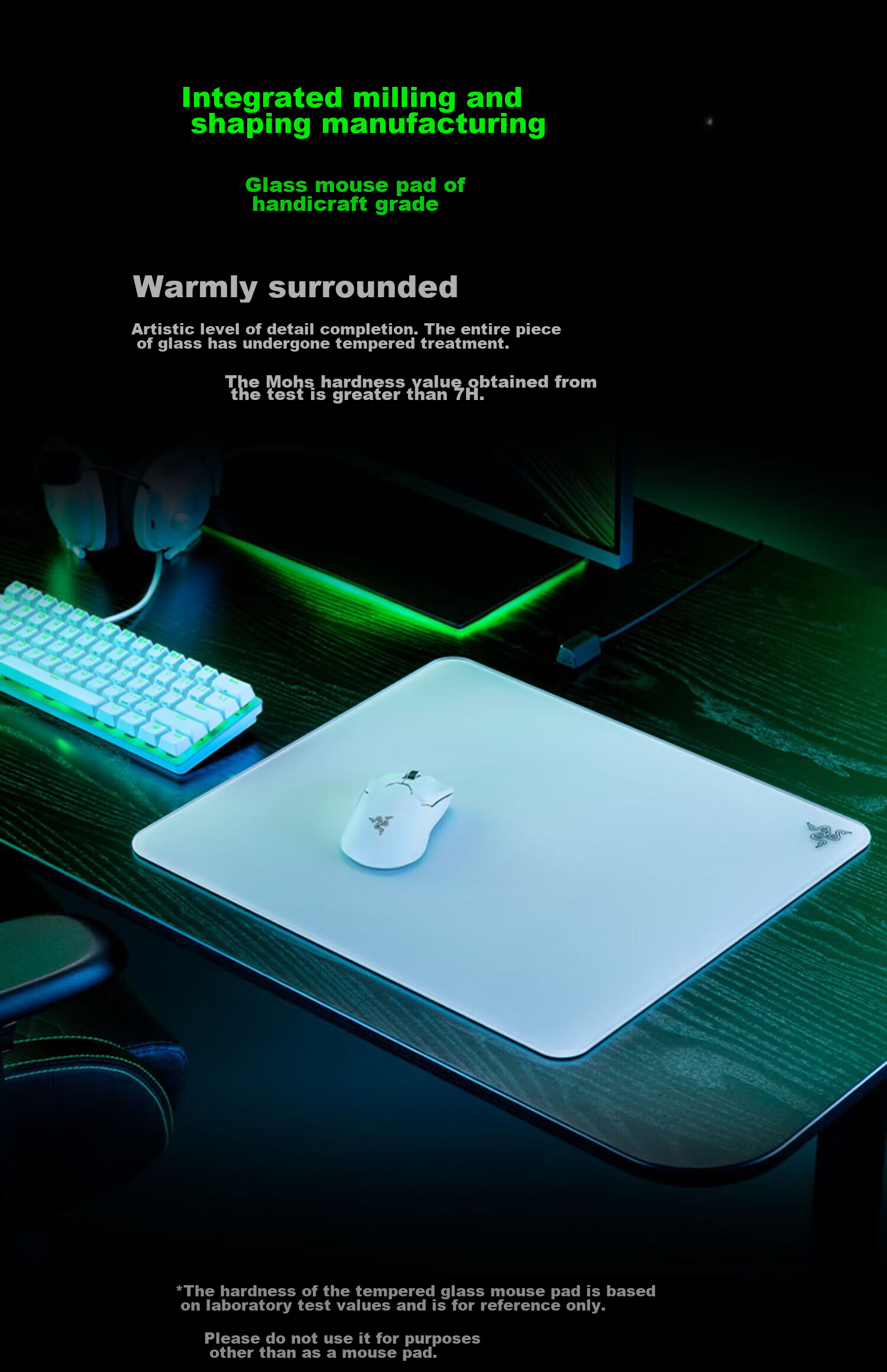 Razer Emperor Butterfly Tempered Glass Gaming Mouse Pad, White 4