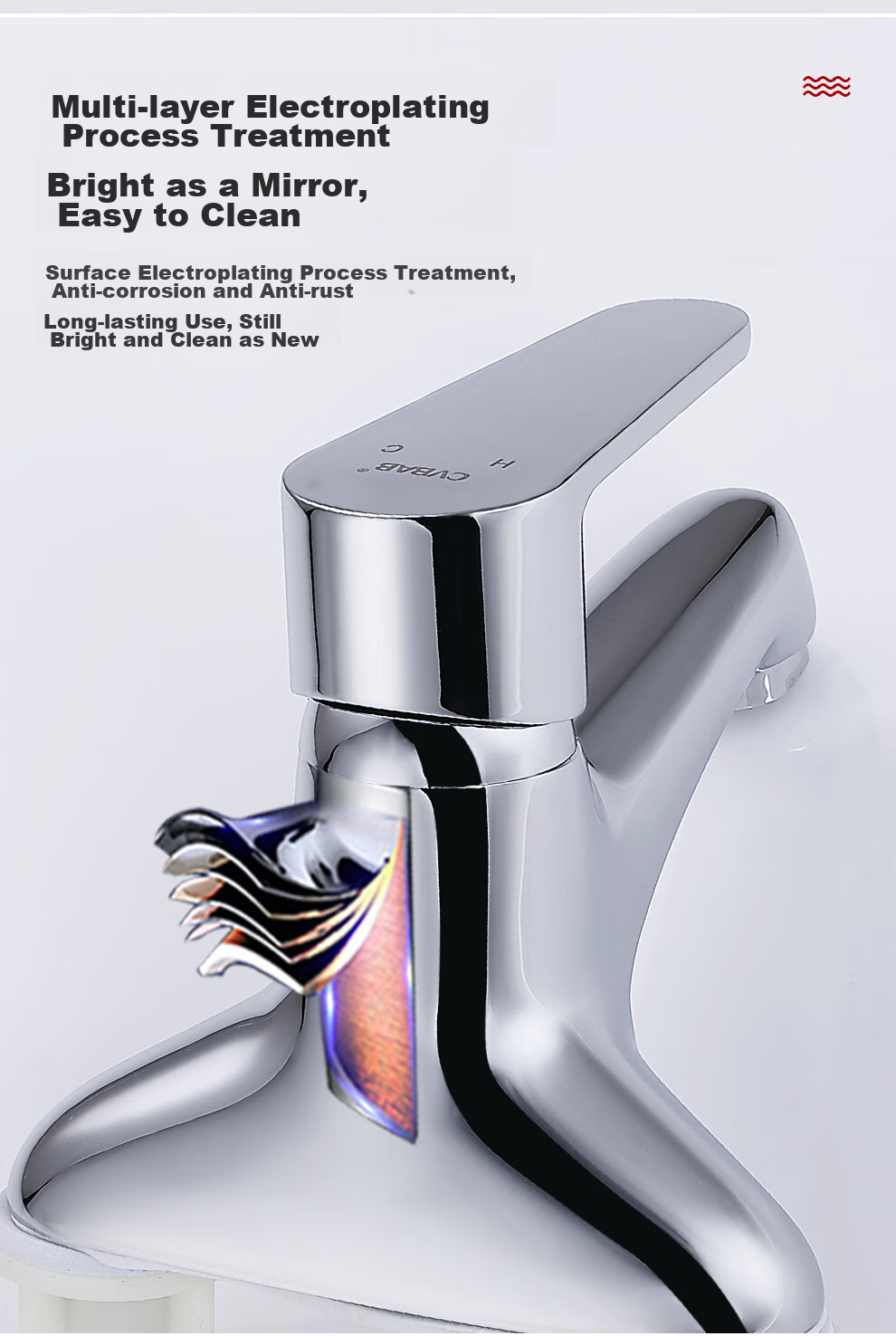 CVBAB Double-Hole Basin Faucet, All-Copper Body Hot And Cold Dual-Control Faucet, Bathroom Sink Faucet CV3011 11
