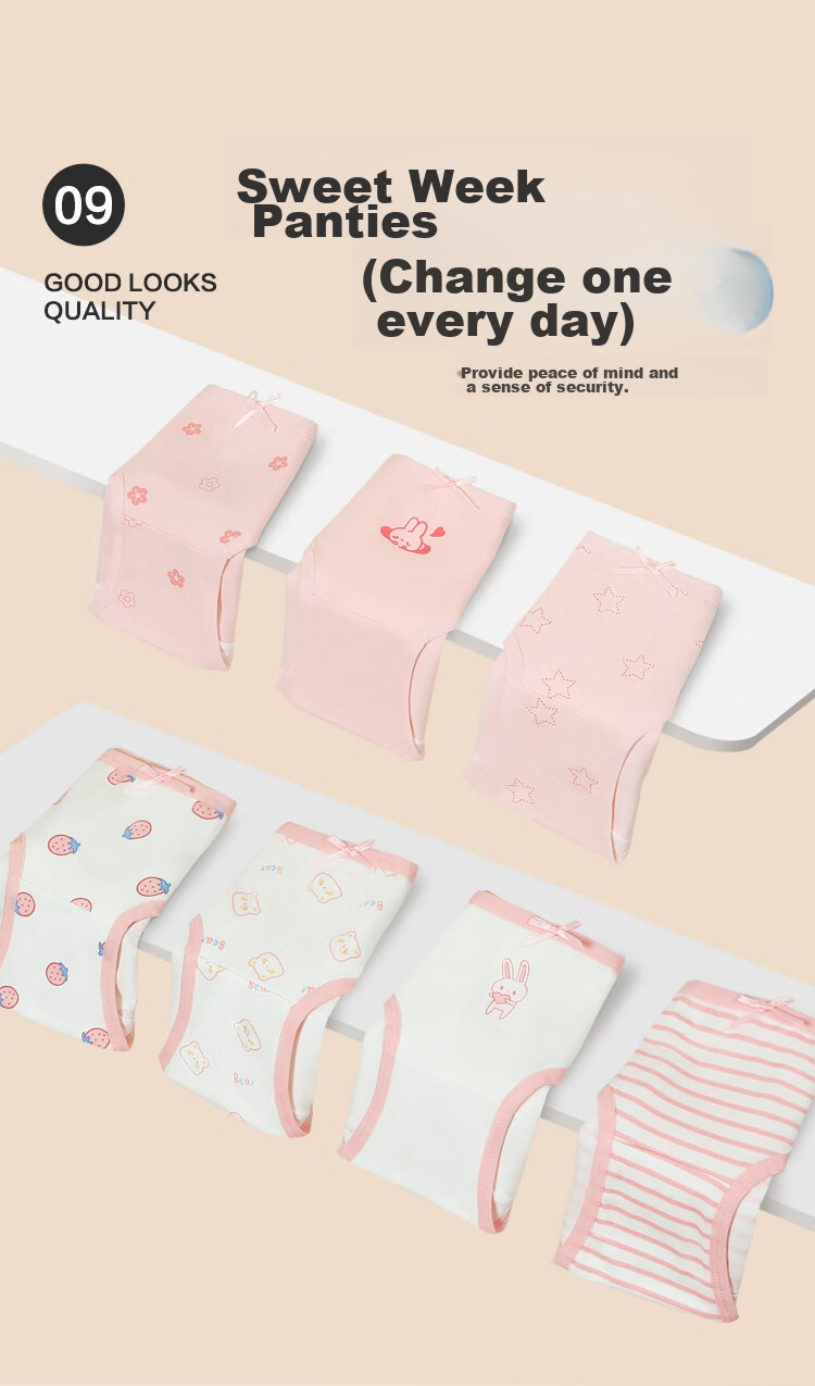 Hodohome Children's Underwear, Girls' 3A Grade Antibacterial Crotch Triangle Panties, Girls' A-Class Cotton-Spandex High-Elastic Cartoon Shorts, 318 160 12