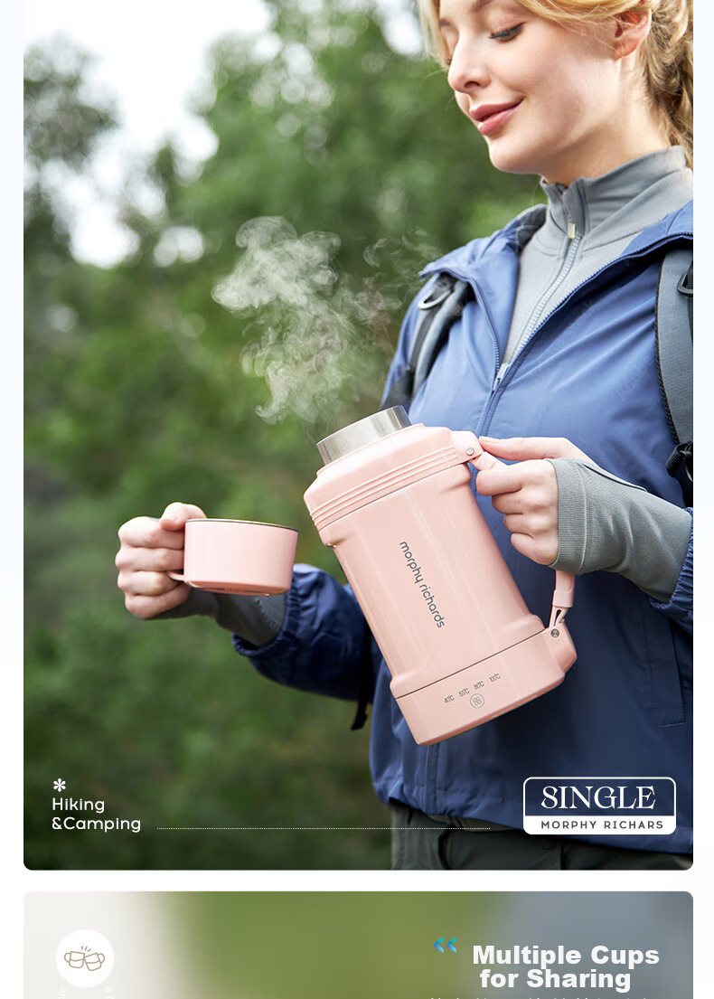 Morphyrichards Portable Electric Kettle, Large Capacity Household Water Boiler, Outdoor Travel Vacuum Insulation Stainless Steel Anti-Scalding Water Cup, Electric Hot Water Pot MR6061 Blue One's Member 5