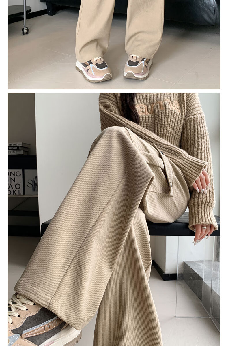 Langsha Women's Wide-Leg Casual Cargo Pants Spring High-Waist Loose Slimming Pear-Shaped American Style Sports Casual Straight Sweatpants 8