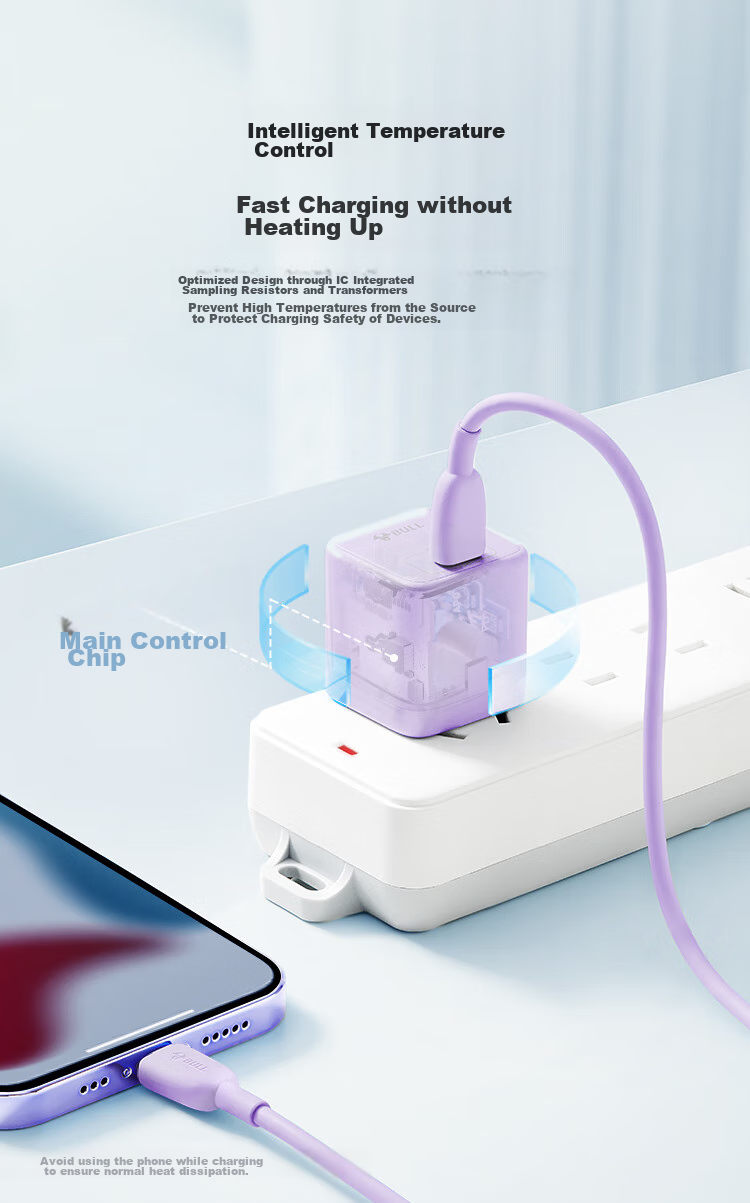 BULL PD20W Charger, Apple IPhone 16 Fast Charging Head, Auto Shut-Off When Fully Charged, Compatible with IPhone 15/14/13 Pro Max/12/11/x/8, Misty Purple 8