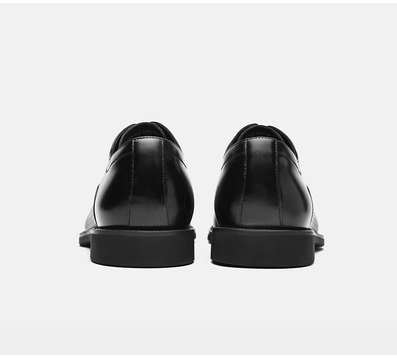 HLA Men's Leather Shoes, Business Oxford Formal Comfortable Versatile Leather Shoes HAAPXM1EBA064, Black Height-Increasing Style, Size 41 31