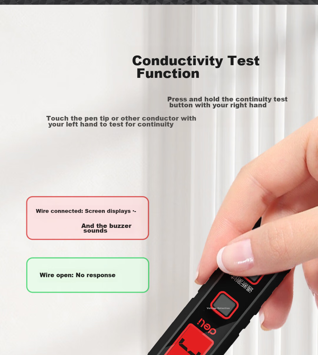 Deli Smart Dual-Use Voltage Tester Pen Multifunction Wire Break Detector Digital Display Electrician Induction High Voltage Tester Pen 7