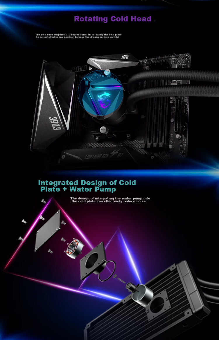 MSI MPG CORELIQUID P22 360 Liquid Cooler LCD Display Hardware Monitoring Supports 9800X3D 5