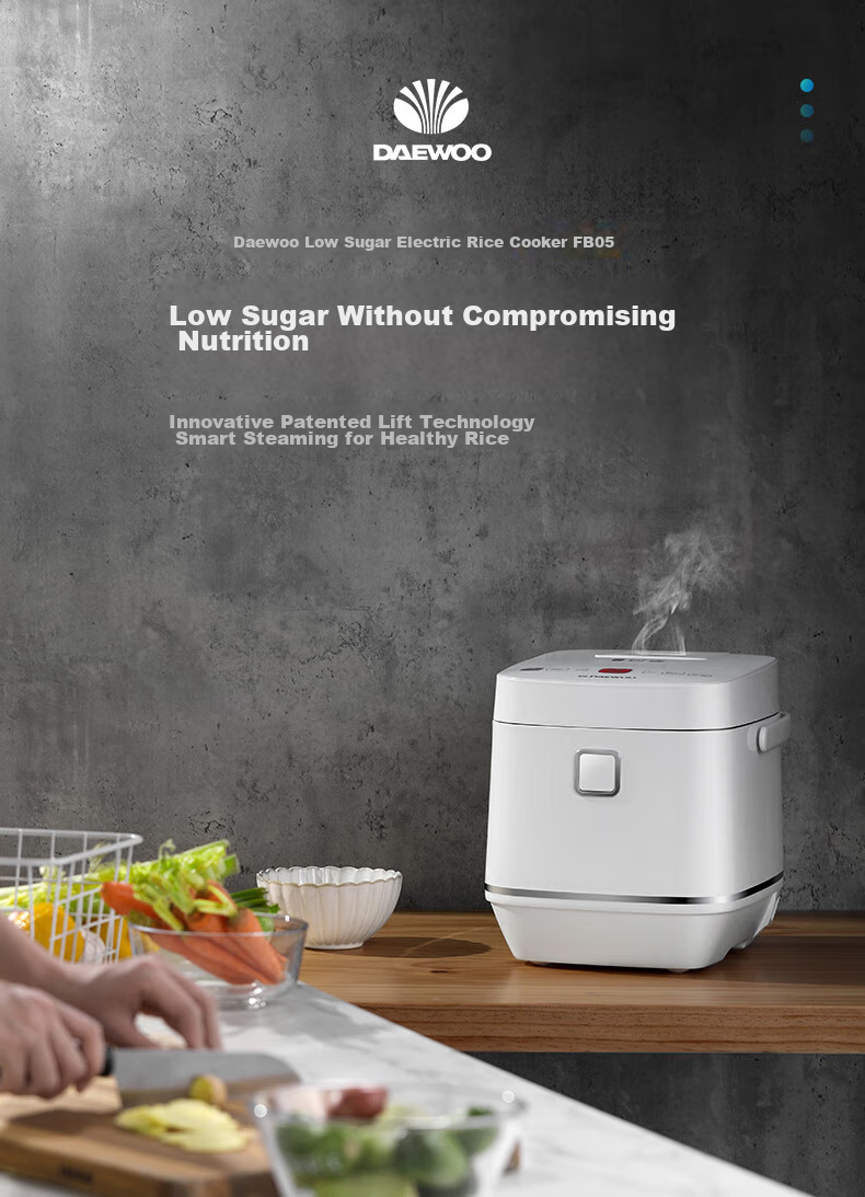 DAEWOO Mini Rice Cooker 1.2L Smart Small Electric Rice Cooker for 1-2 People Multifunctional Low Sugar Micro Pressure FB23DT Purple 1