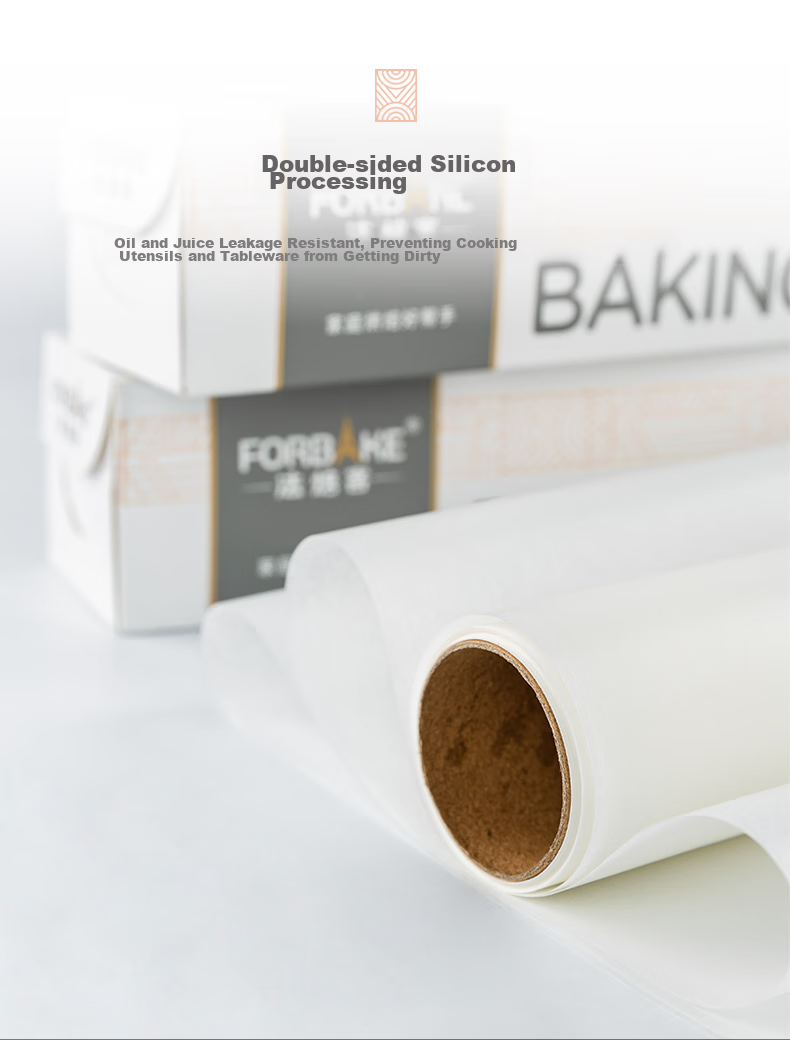 FOR BAKE Silicone Paper 20m, Barbecue Oil-Absorbing Paper, Steamer Paper, Air Fryer Paper, Oven Paper, Baking Paper, Roasting Tray Paper, 3 Rolls 4