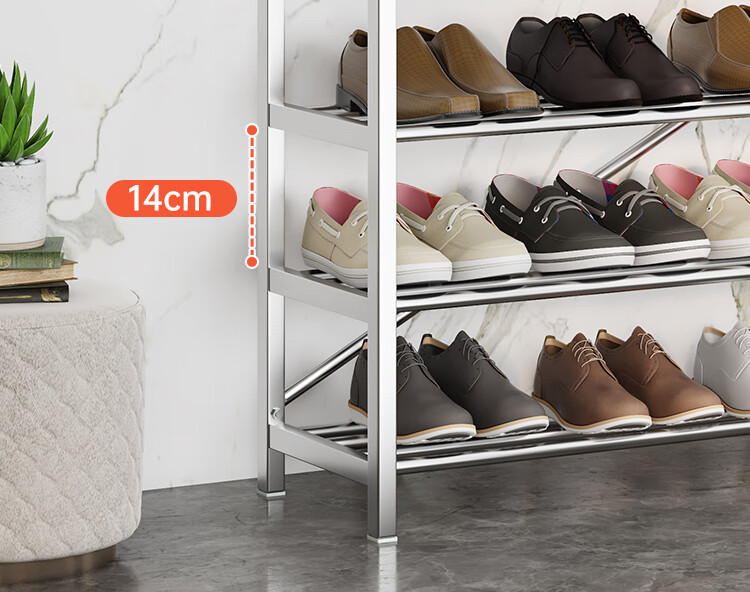 QIAONAMEI Stainless Steel Shoe Rack, Simple Home Entryway Dormitory Indoor Multi-Layer Storage Shoe Rack QNM1107-SR(A) 12