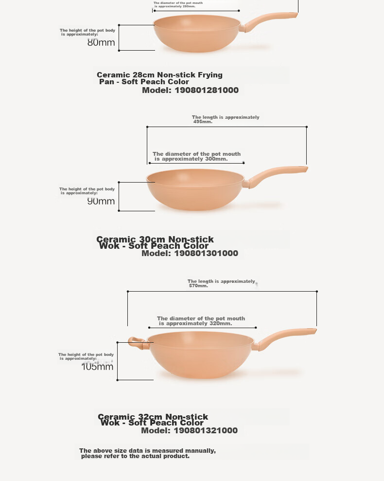 Feishile Ceramic Non-Stick Series 30cm Wok, Fluorine-Free Ceramic Coating, Large Diameter Deep Frying Pan, Compatible with Gas And Induction Stoves 11