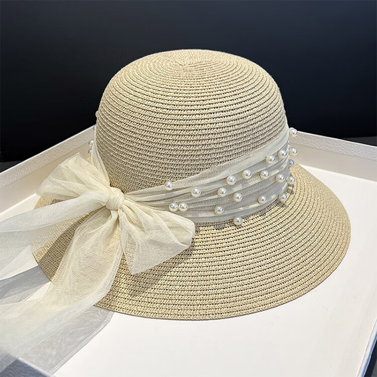 GLO-STORY Women's Sun Hat, Straw Hat for Outdoor Travel, UV Protection, Wide Brim Beach Hat with Bow, WMZ824169 20
