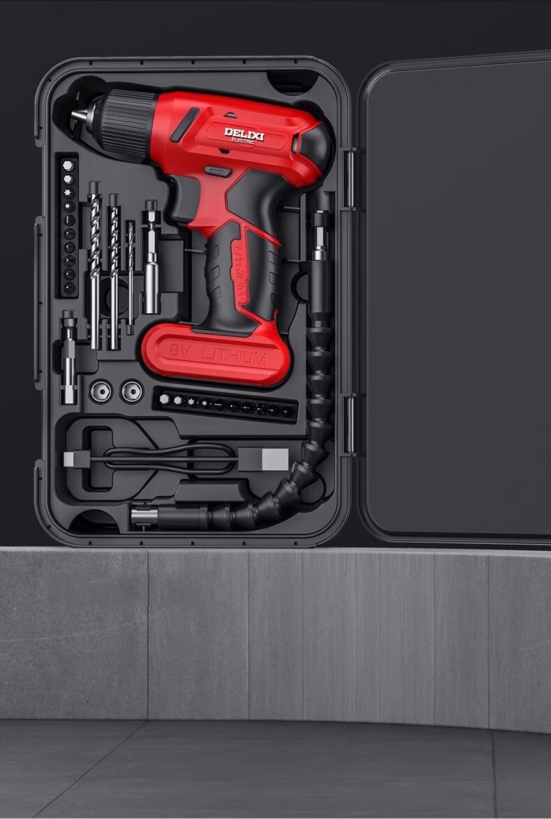 Delixi Electric Drill Cordless Screwdriver Impact Set Lithium Battery Handheld Drill Power Tools 5