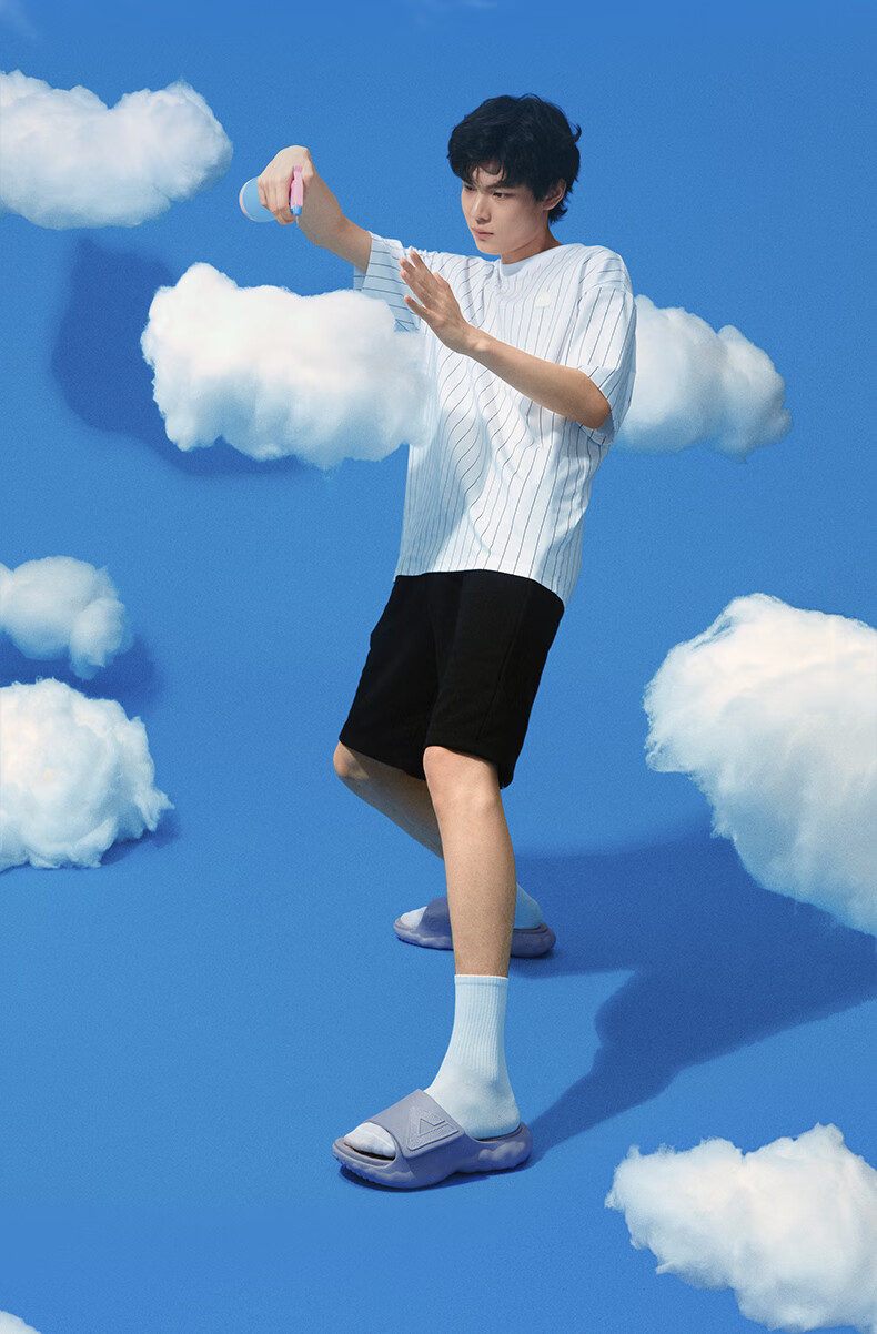 PEAK Taiji Cloud Slippers for Men, Summer Velcro Outdoor Wear, Thick Sole Soft Elastic Casual Couple Sports Slippers ET23027L 12