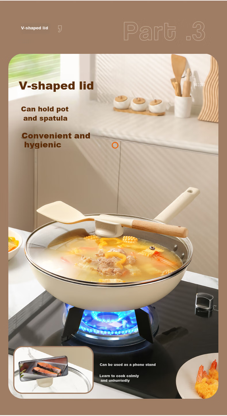 SUPOR Wok 32cm Non-Stick Pan Flat Bottom Household Stir-Fry Pan Antibacterial Wok Compatible with Gas And Induction Cooktops VC32SP05 6